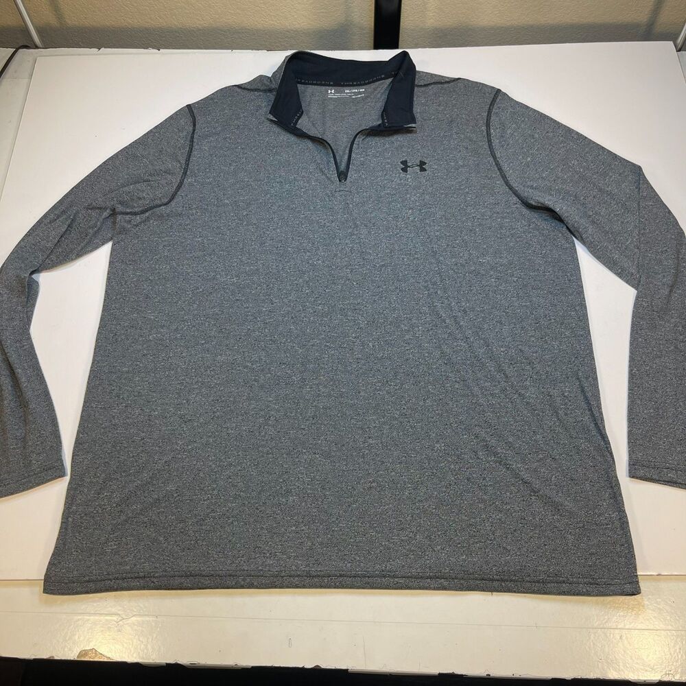 UNDER ARMOUR 1/4 ZIP UP PULLOVER THREADBORNE SHIRT Mens XXL Heather Gray